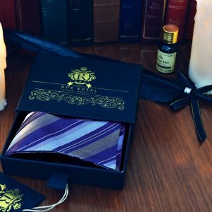 Elegantný Pánsky Modrý Pásikavý Motýlik na Ples Alebo Svadbu