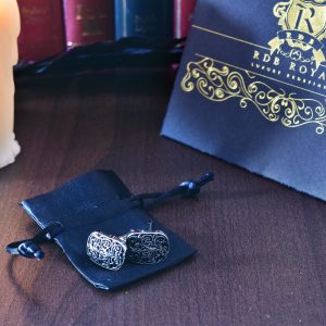 Ornamentálne čierno strieborné manžetové gombíky z chirurgickej ocele RDB Royal