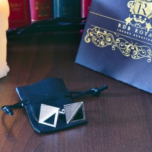 Elegantné luxusné manžetové gombíky RDB Royal čierno striebornej farby z chirurgickej ocele