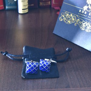 modro strieborné manžetové gombíky diamantový vzoru