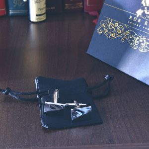 Elegantné pánske luxusné strieborné manžetové gombíky z chirurgickej ocele vo vysokom lesku