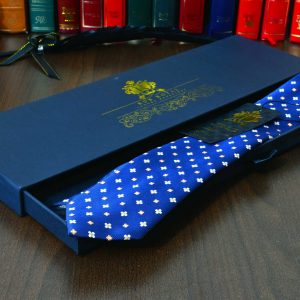 modrá foulard floral kvetinová hodvábna kravata