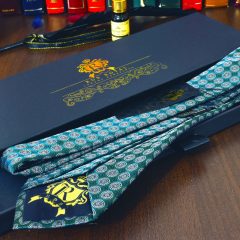 luxusná hodvábna zelená kravata foulard s vlnenou podšívkou