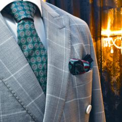 luxusná hodvábna zelená kravata foulard s vlnenou podšívkou