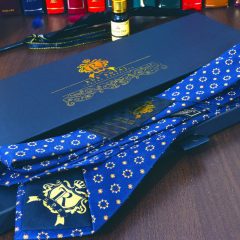 modrá floral foulard pánska hodvábna luxusná kravata Pure Luxury Collection