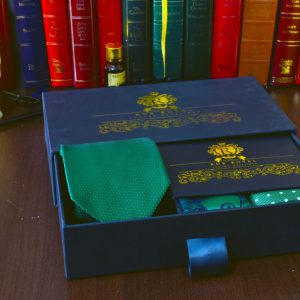 zelený legantný pánsky luxusný hodvábny set Loxley so zelenou kravatou a vreckovkami do saka z hodvábu