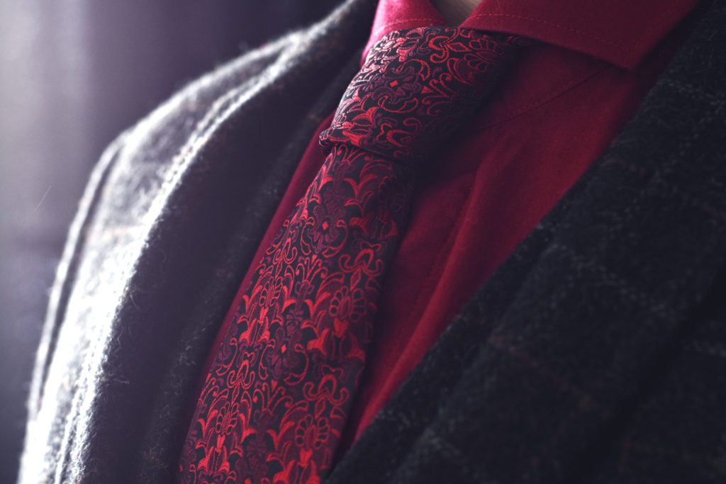 Detail produktu: Silk Necktie, Floral, Red and Black
