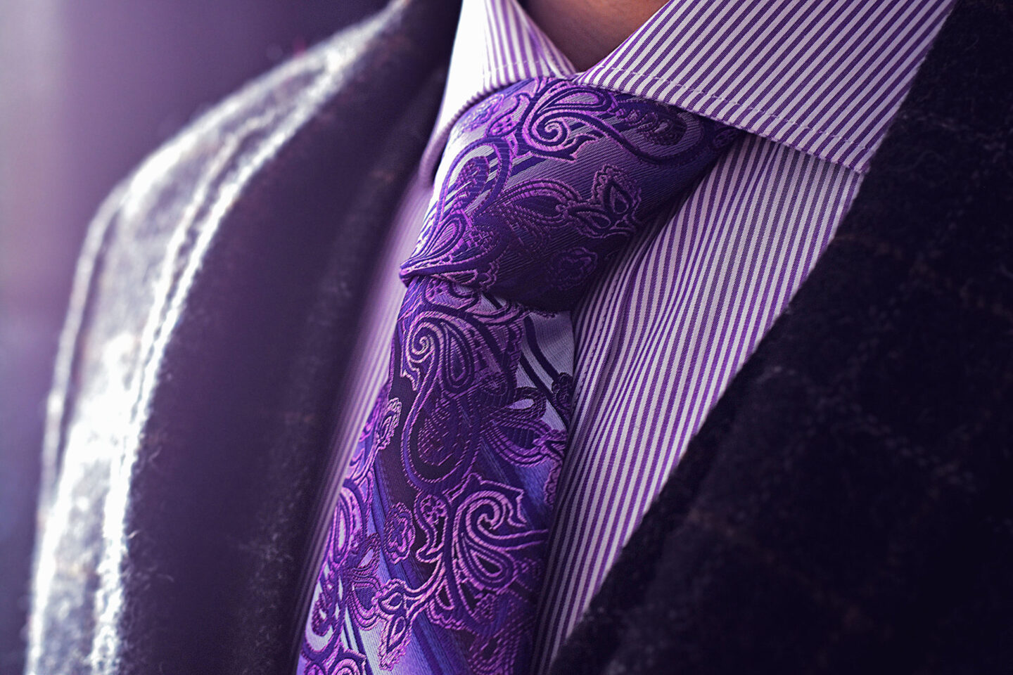 Ďalší pohľad: Silk Necktie, Paisley, Purple