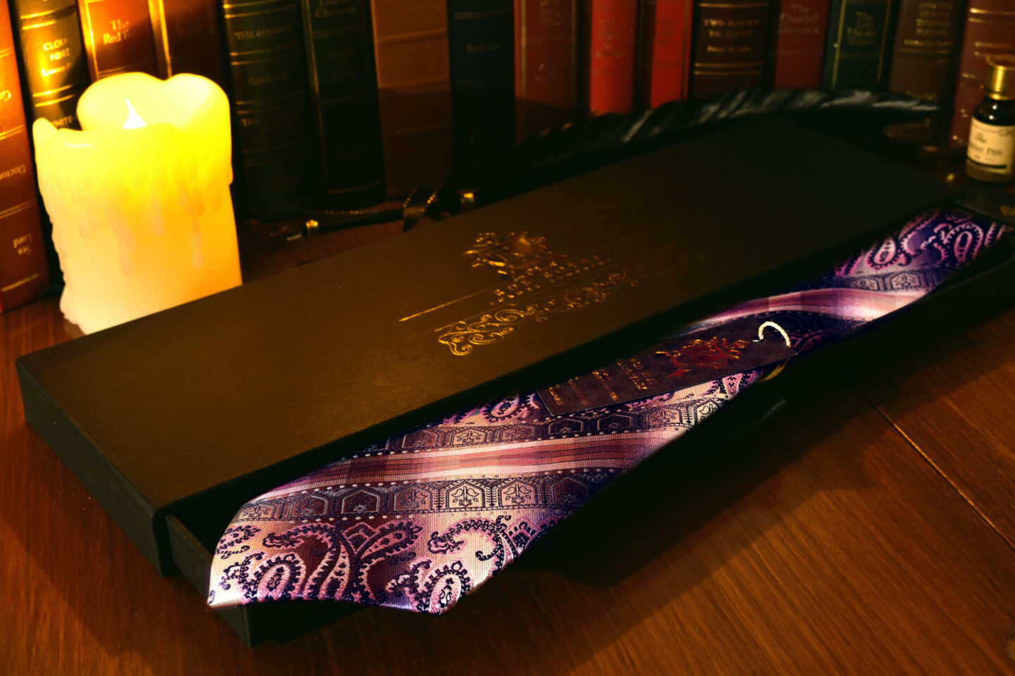 Purple silk paisley tie