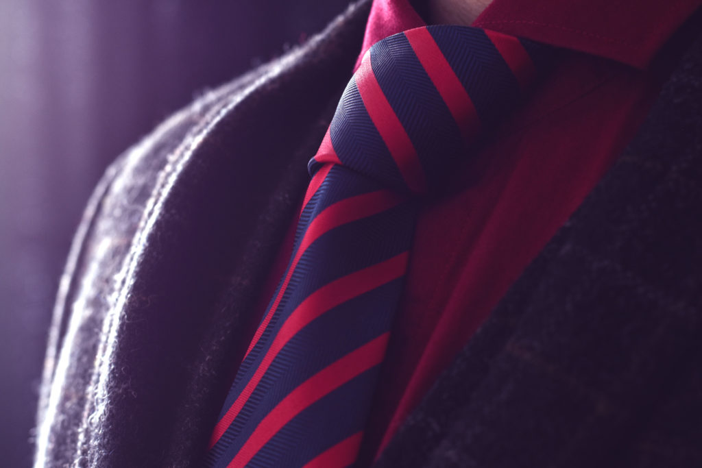 Detail produktu: Silk Necktie, Striped, Red and Navy Blue