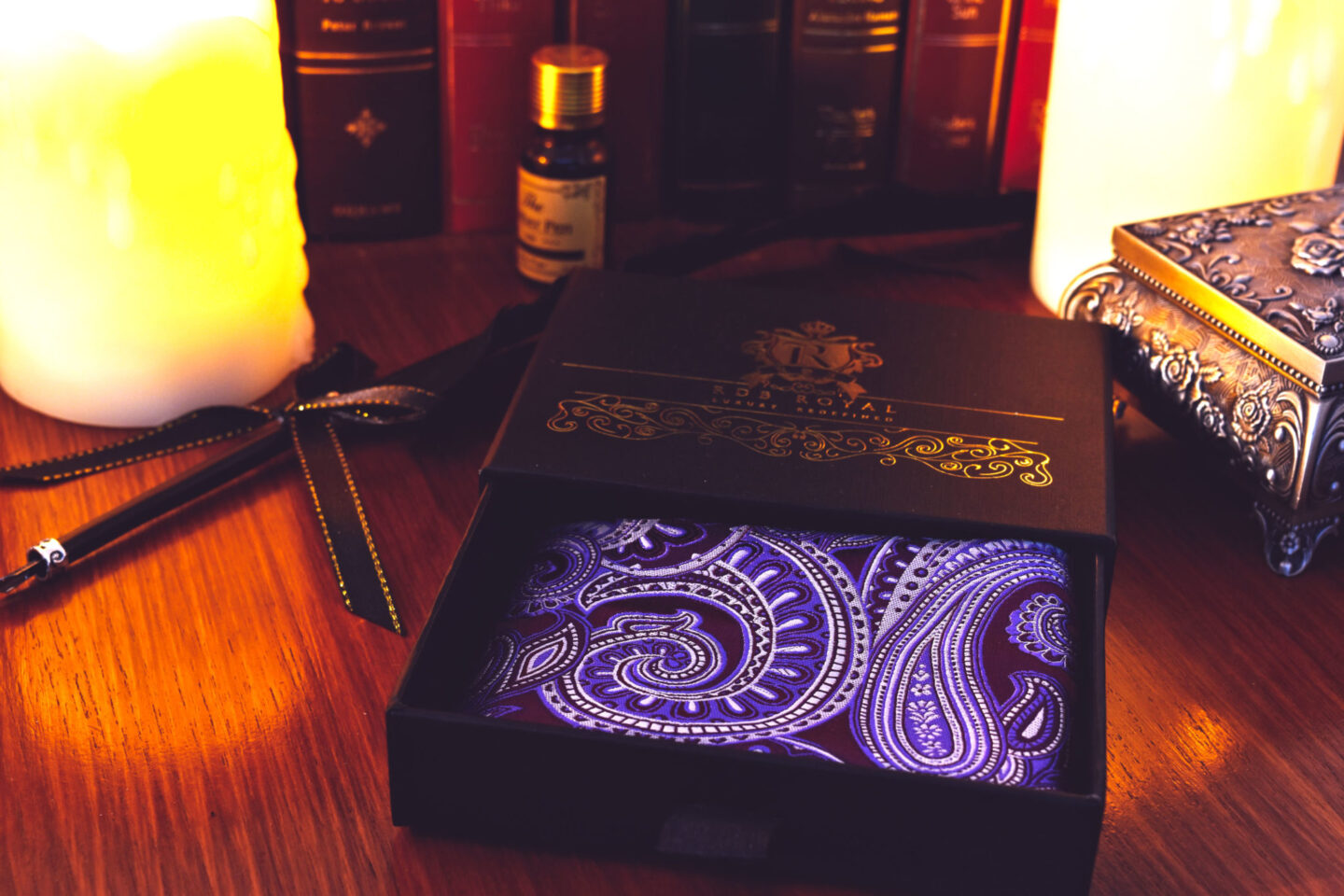 Purple paisley pocket square handkerchief 