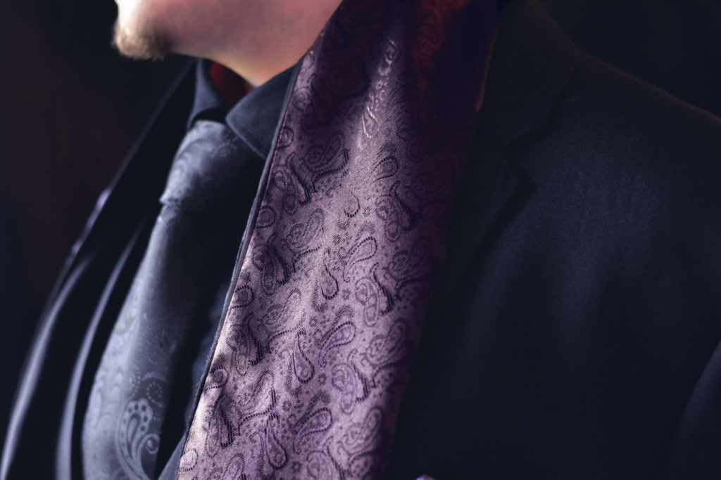 Detail produktu: Silk Formal Scarf, Paisley, Dark Purple