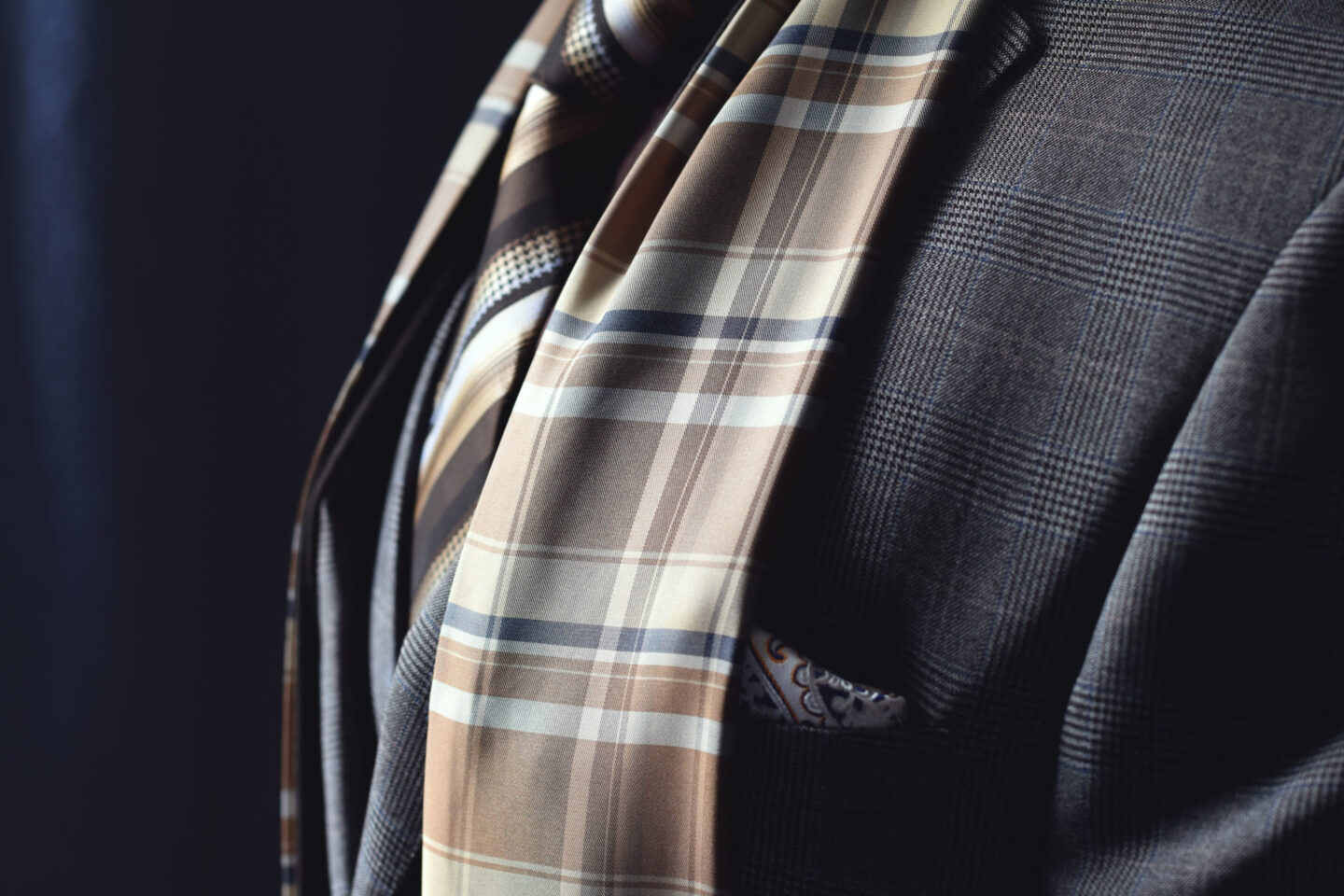 Ďalší pohľad: Silk Formal Scarf, Plaid, Brown