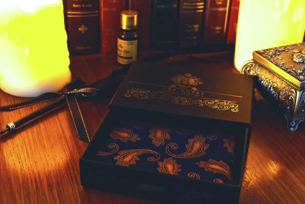 Detail produktu: Silk Pocket Square, Paisley, Blue and Orange