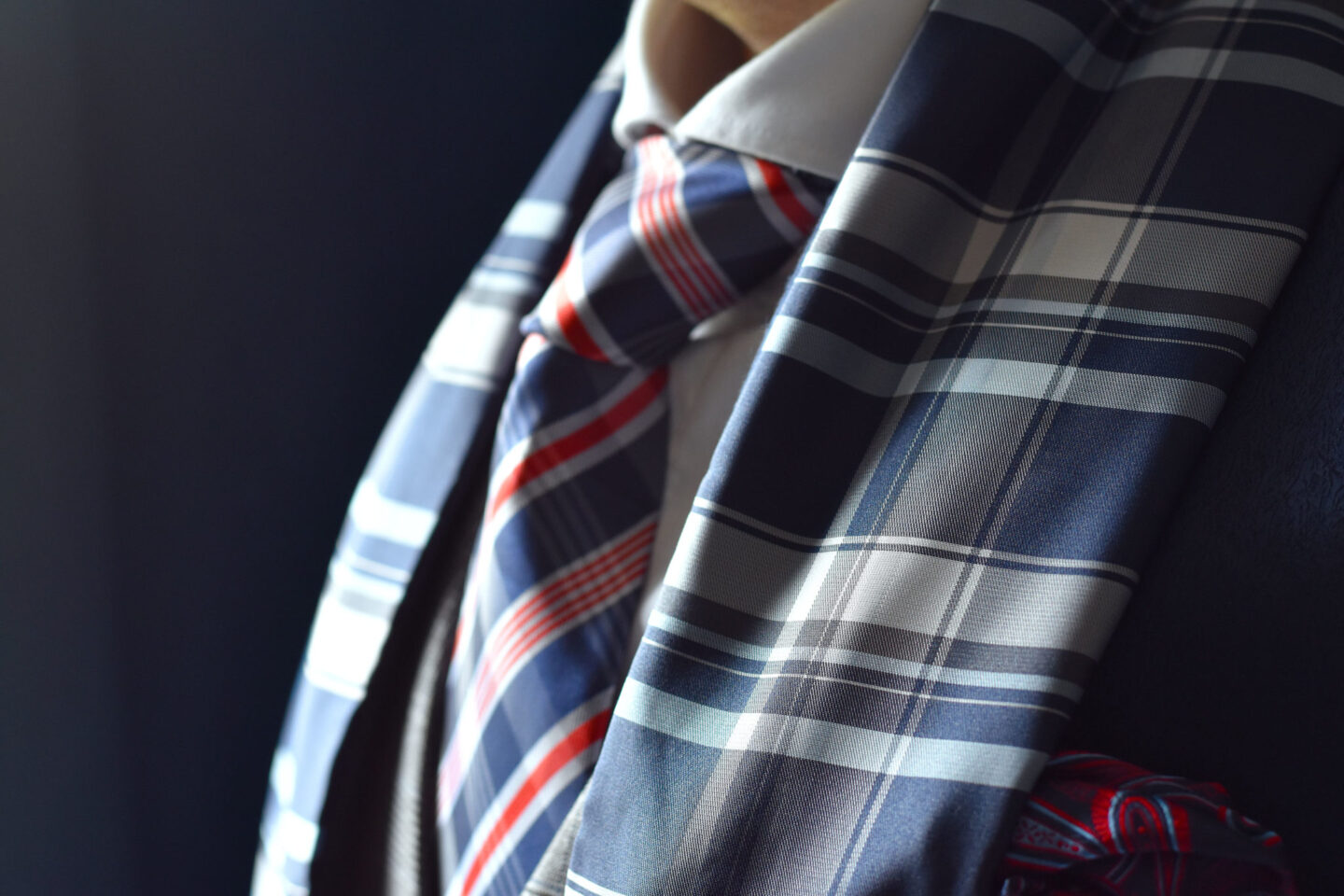 Ďalší pohľad: Silk Formal Scarf, Plaid, Navy Blue