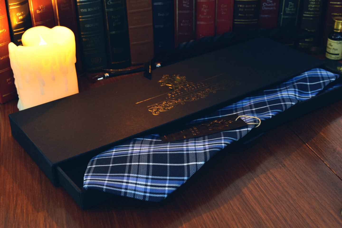Navy Blue plaid checked necktie 