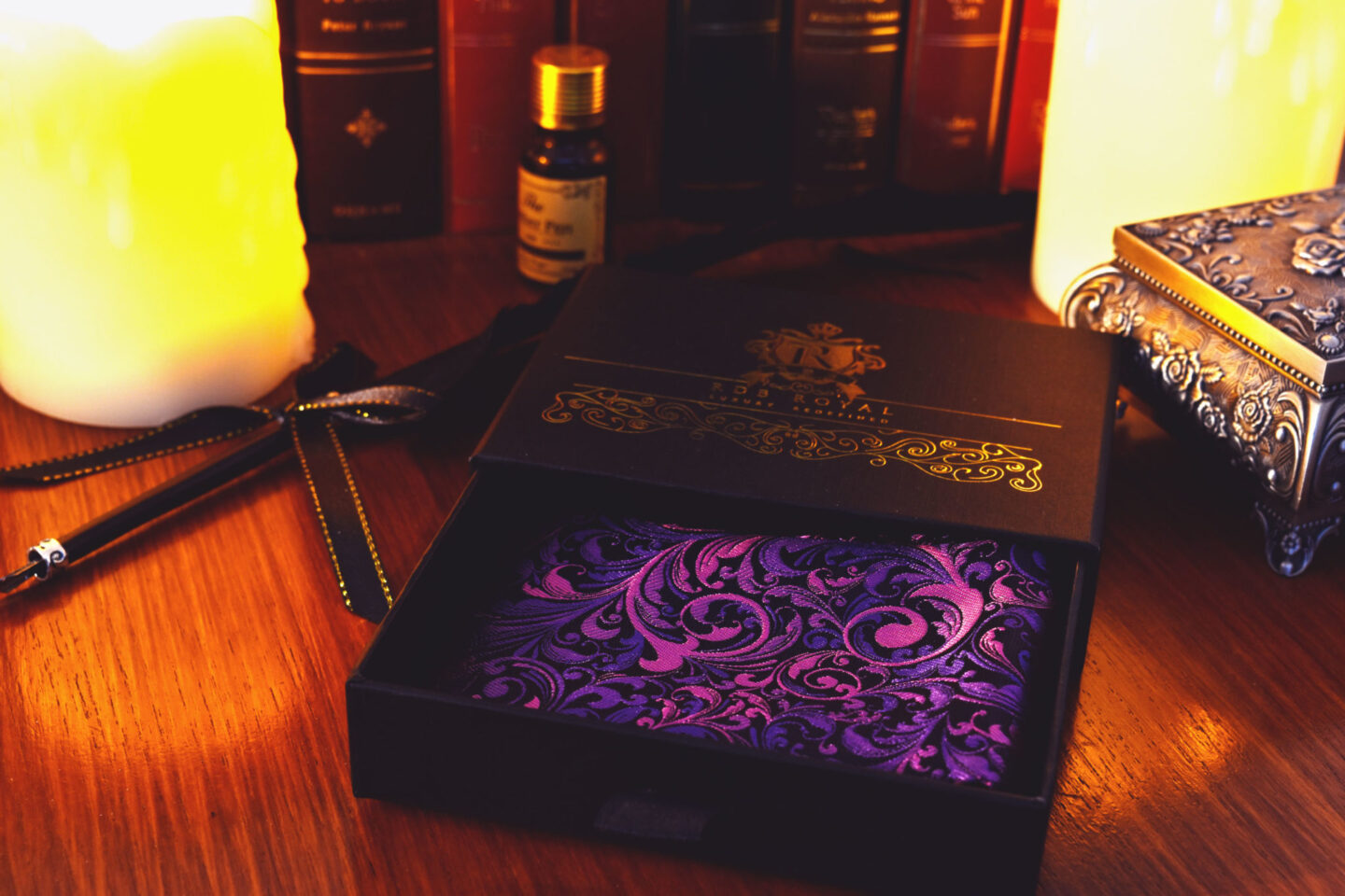 Beautiful purple and silk floral pocket square handkerchief 