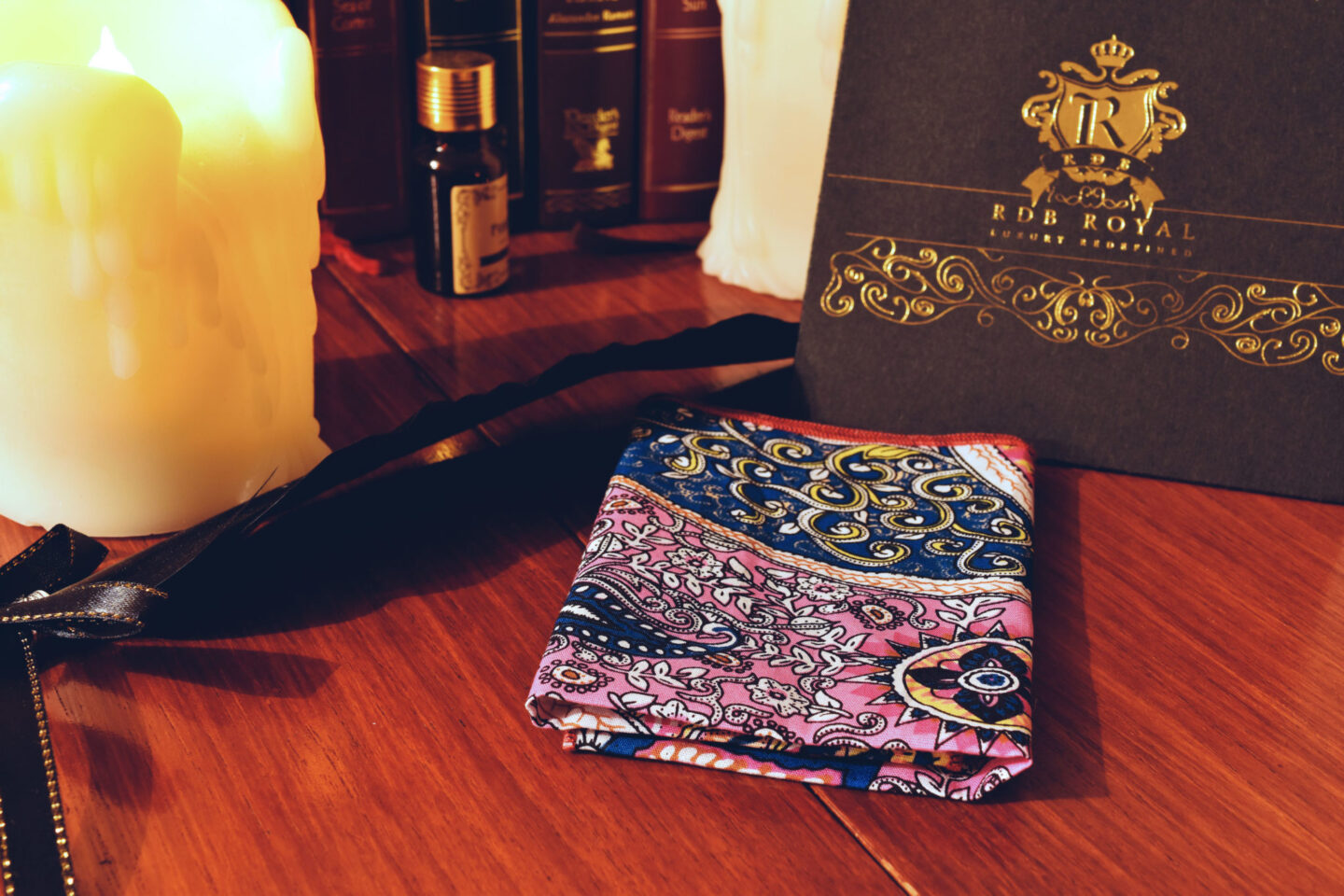 Pink and blue colorful pocket square handkerchief 