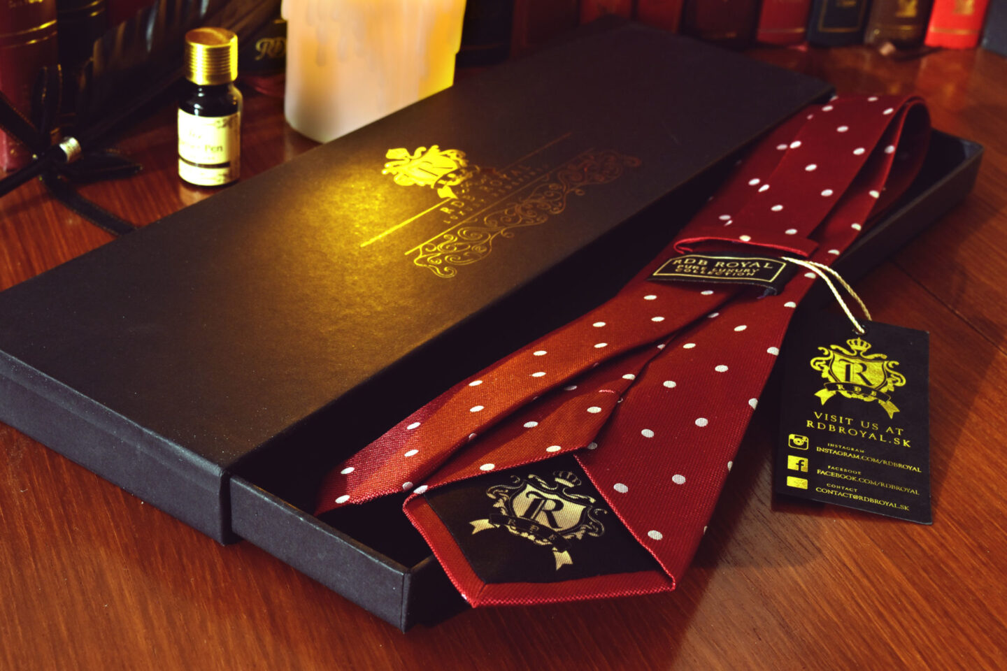 Pure luxury collection red polka dot necktie by RDB Royal 