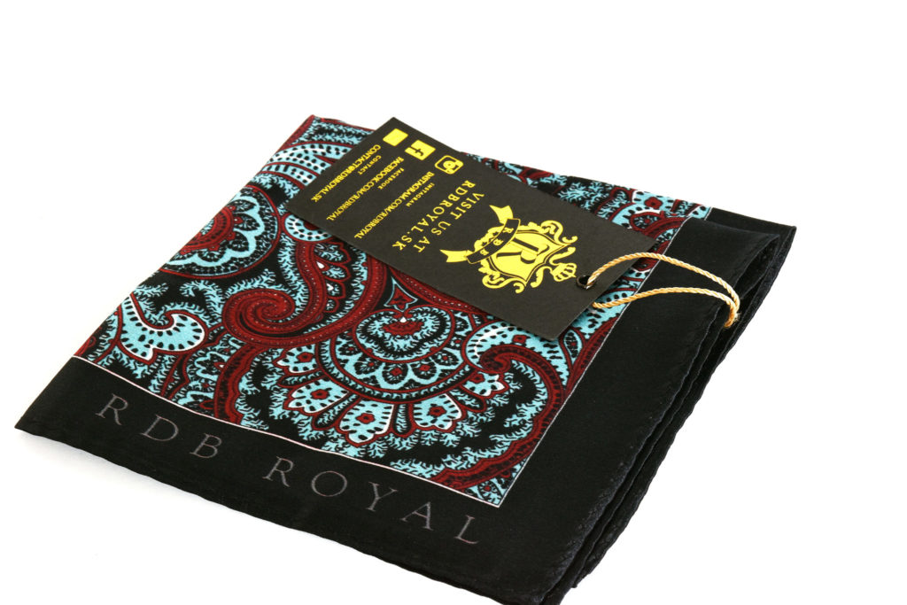 Detail produktu: Silk Pocket Square, Paisley, Turquoise and Red