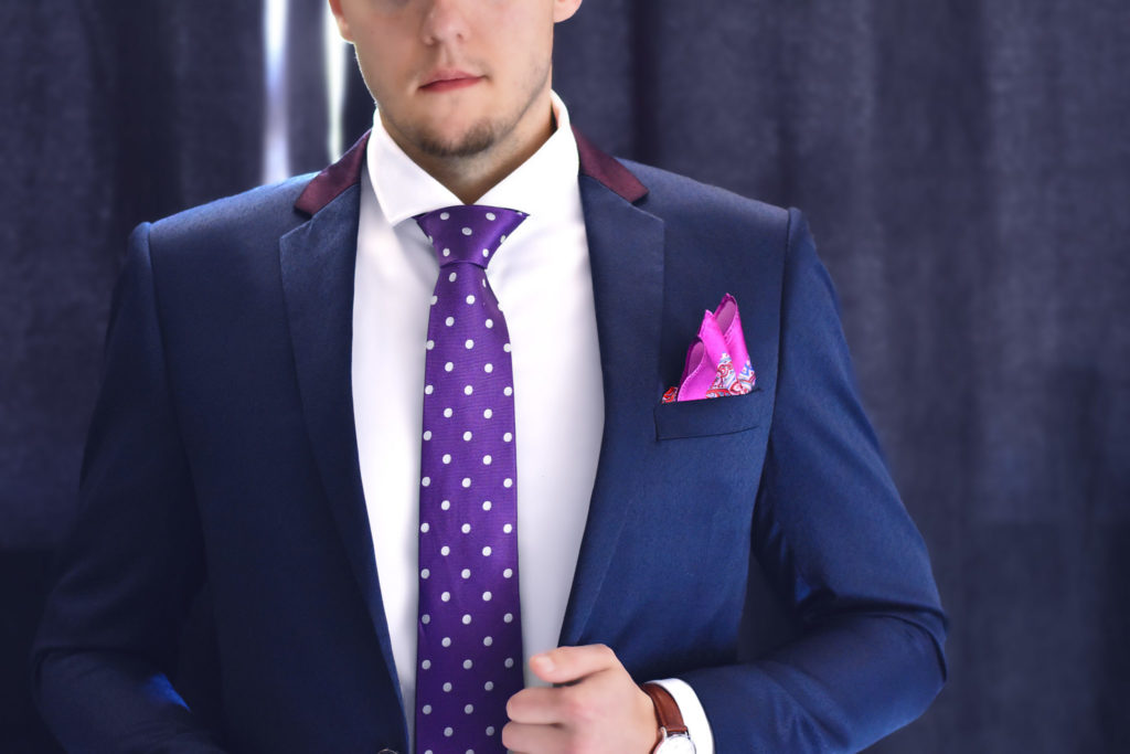 Fialová bodkovaná hodvábna kravata PURE LUXURY COLLECTION od RDB Royal