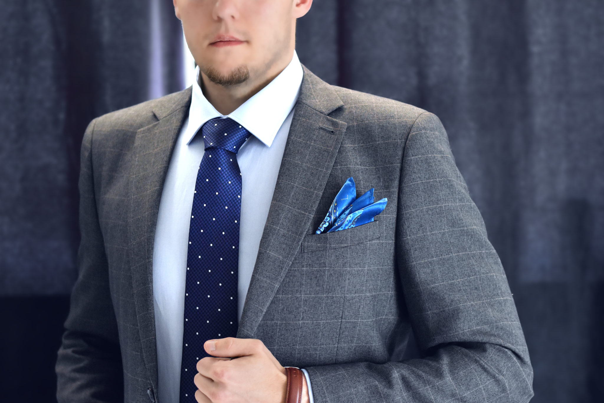 Blue polka dot luxury necktie by RDB Royal