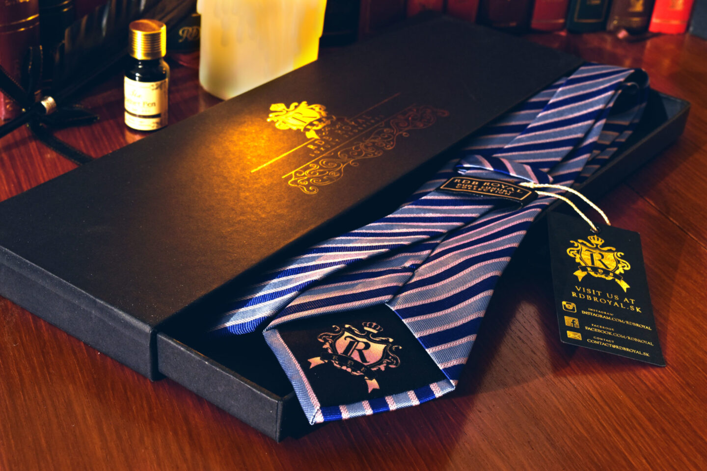 blue and pink striped tie rdb royal pure luxury collection 