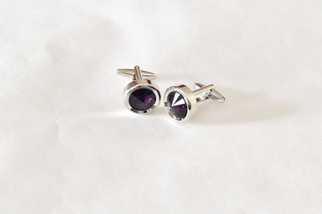 Detail produktu: Manžetové Gombíky, Swarovski Krištáľ, Strieborno Fialové - Royal Amethyst