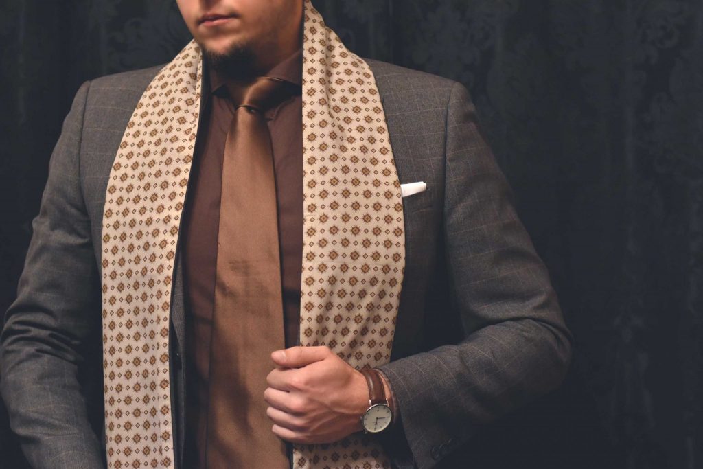 Detail produktu: Hodvábny Pánsky Šál, Krémový, Foulard