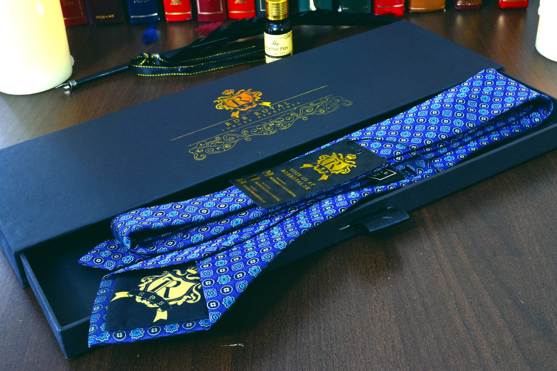 modrá hodvábna kravata foulard luxusná Pure Luxury Collection