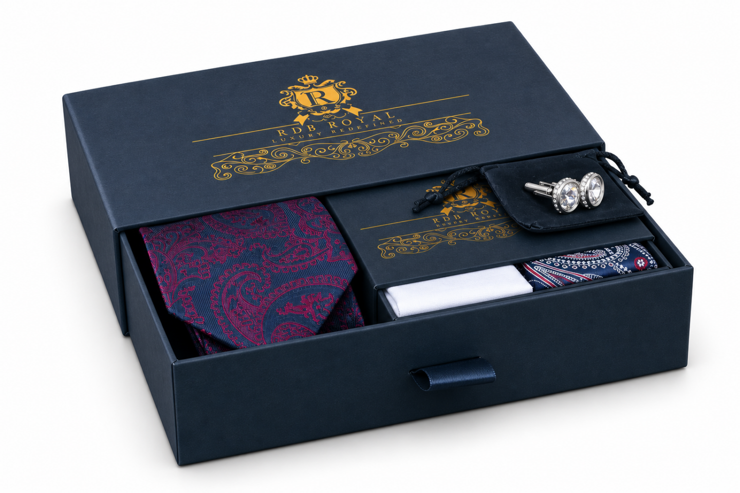 Darčekový Pánsky Set – Červený Paisley & Swarovski, Plutus