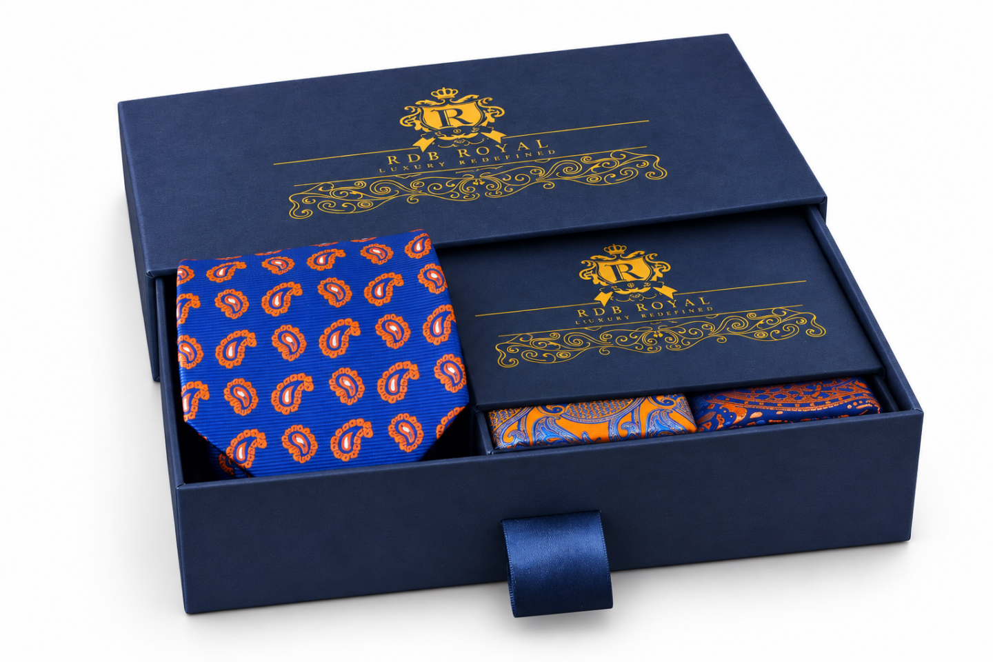 Darčekový Pánsky Set - Modro-Oranžový, Paisley