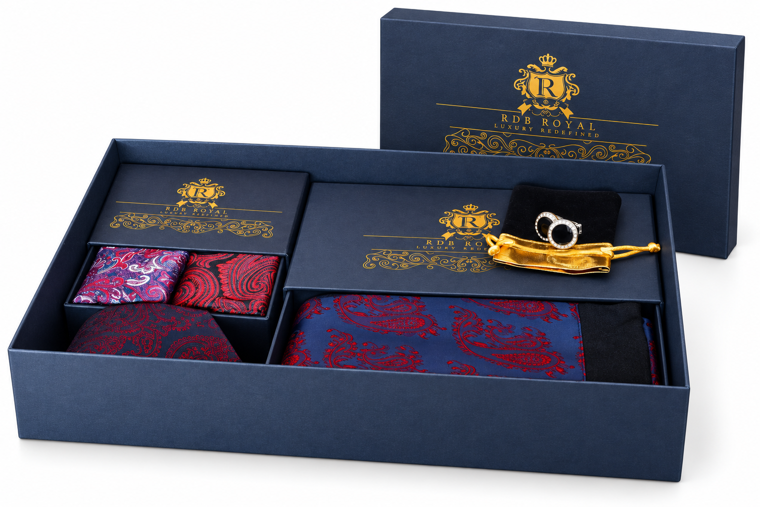 Darčekový Pánsky Set Grand Royal - Abaddon, Modro-Červený & Swarovski