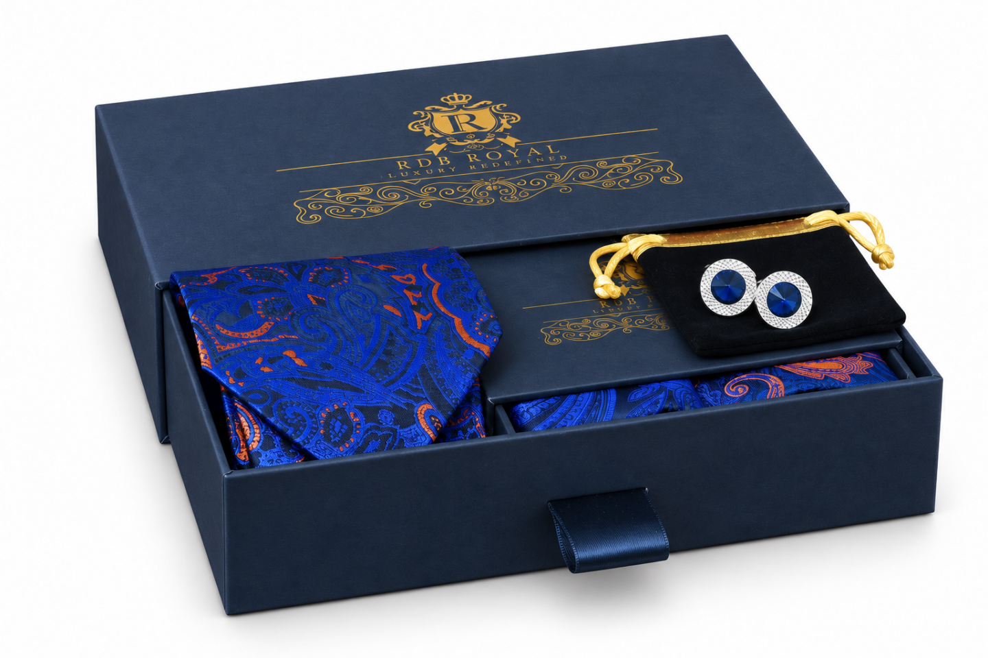 Darčekový Pánsky Set – Modro-oranžový, Crown Collection & Swarovski