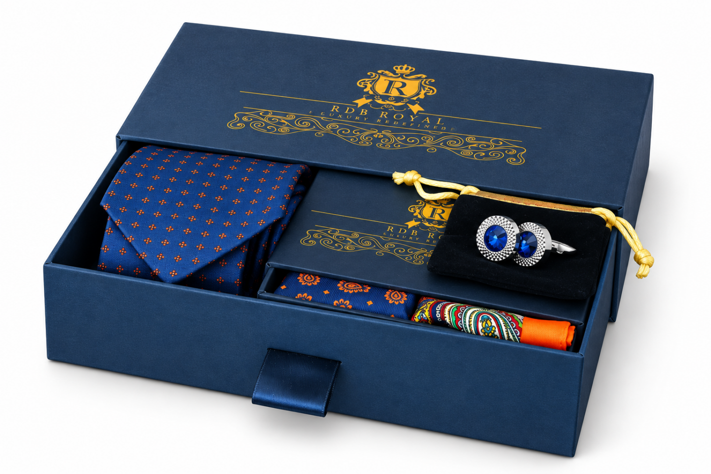Darčekový Pánsky Set – Modrý Foulard, Paris & Swarovski